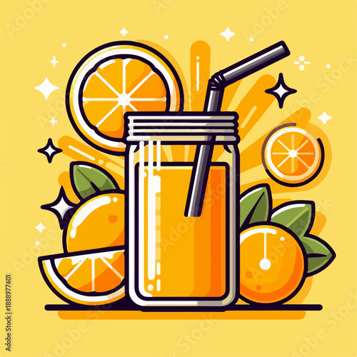 Fresh orange juice vector illustration