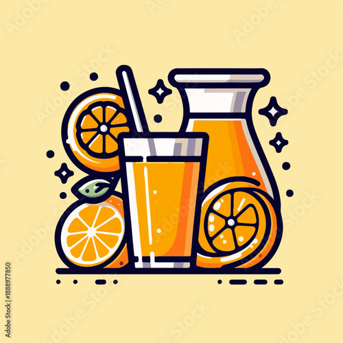glass of orange juice and lemon