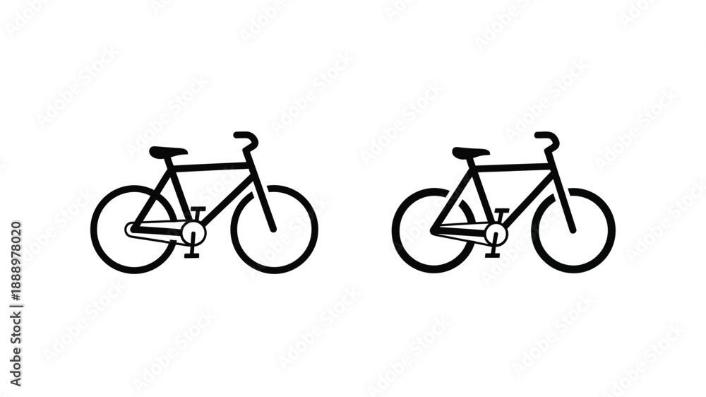 Fototapeta premium Two bicycles depicted in a minimalist black outline silhouette