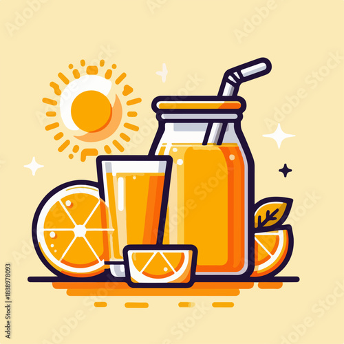 
Fresh orange juice vector illustration