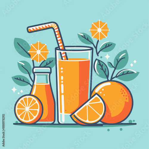 
Fresh orange juice vector illustration
