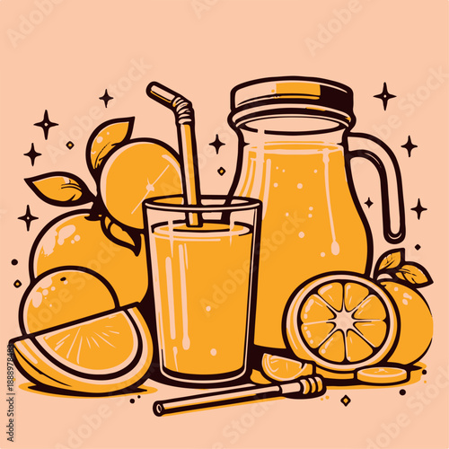 
Fresh orange juice vector illustration