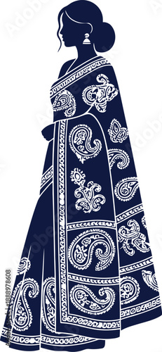 Woman in traditional long dress with intricate patterns