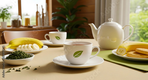 Wallpaper Mural Cozy tea setting with fresh ingredients Torontodigital.ca