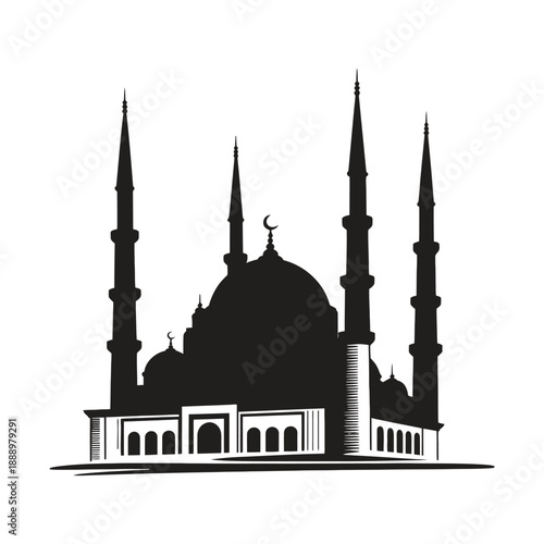 Traditional Islamic Mosque Silhouette vector  art illustrations