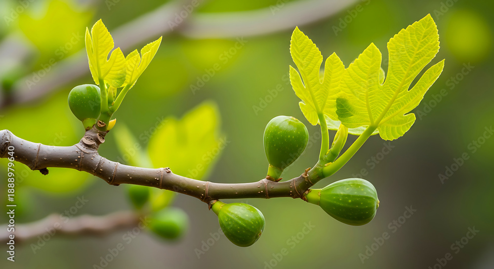 Fototapeta premium Vibrant fig tree buds in spring