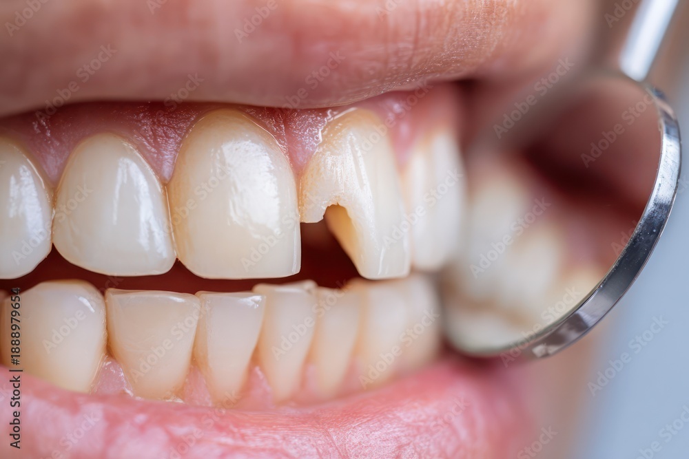 Obraz premium Close-up of dental gap and missing tooth