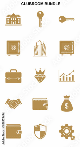 Collection of Gold Business Icons Set.