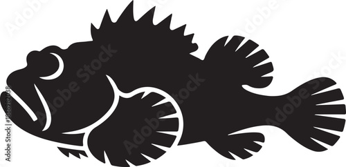 Scorpionfish Silhouette Vector Illustration - Sea Creature