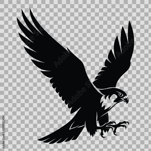 Black silhouette of a flying eagle with outstretched wings
