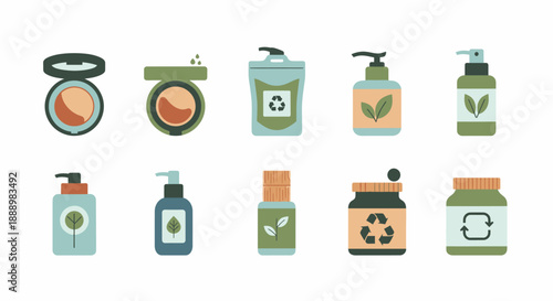 Eco Friendly Cosmetic Products Collection Illustration.
