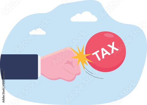 Hand Flicking Away Tax Ball Representing Tax Reduction or Avoidance