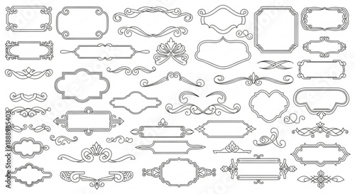 Collection of various ornate and decorative border frames and labels for design and decoration purposes easily