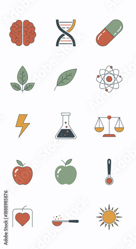 Medical and Scientific Symbols and Icons Set.