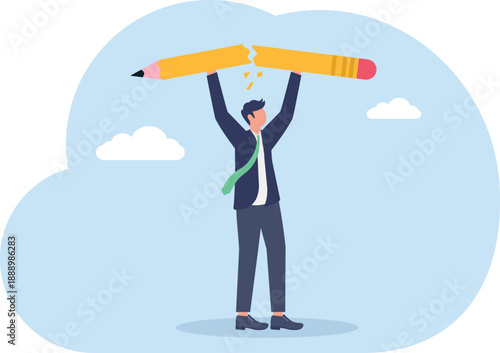 Professional Crisis Concept with Broken Pencil and Business Failure