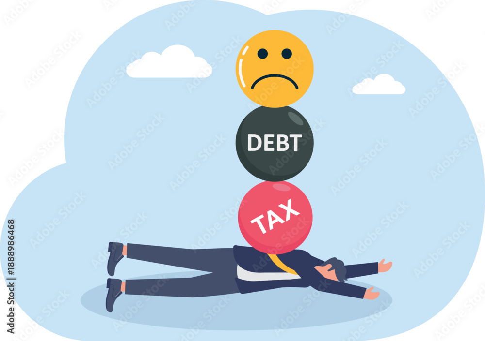 Fototapeta premium Financial Burden Concept with Professional Crushed by Debt and Taxes
