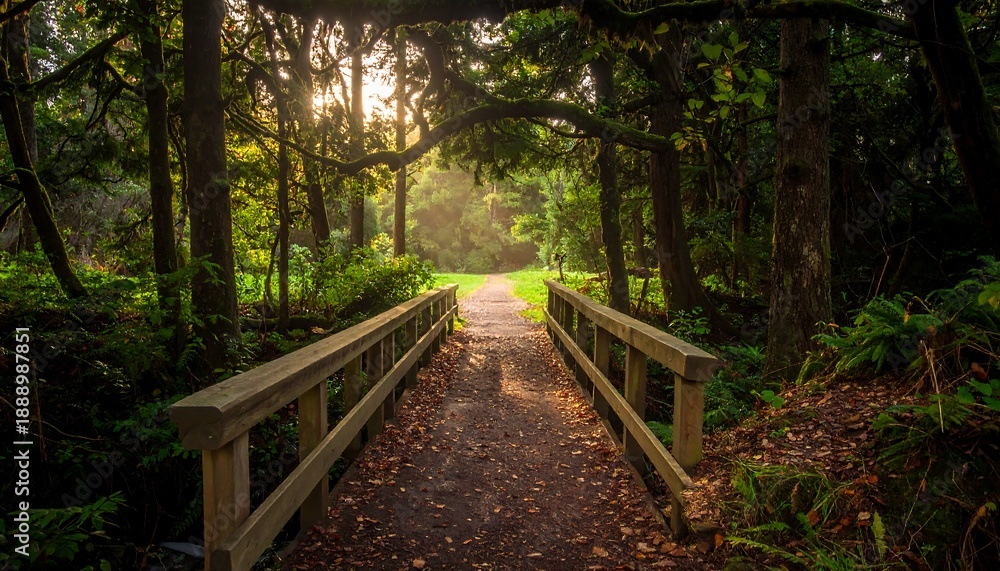 Fototapeta premium Bridge to Serenity - A Path Through the Forest.