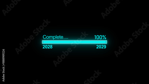 Abstract loading bar progress from 2028 to 2029 new year concept illustration background. and processing to complete 1 to 100% illustration . and creating a stunning 4k illustration.