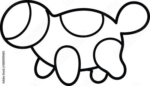A simple line drawing of a cartoon animal with a large head and small body.