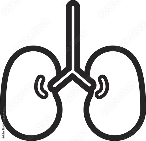 Human Lungs Respiratory Health Icon, Breathing and Medical Care Symbol