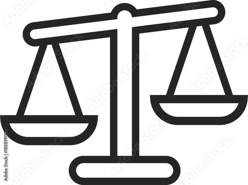 Justice Balance Scales Icon, Law, Fairness and Legal Decision Symbol