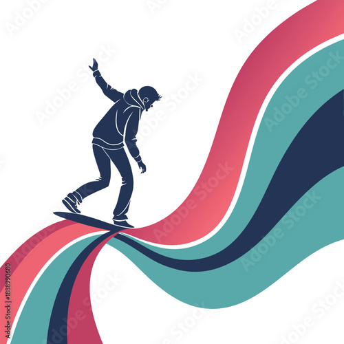 Skateboarder Balancing on Abstract Wave Vector