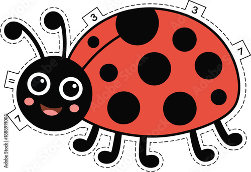A cartoon ladybug with numbers for kids to learn and have fun