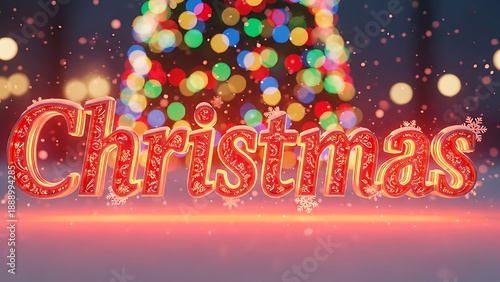 Christmas Holiday Background with Festive Lights and Bokeh