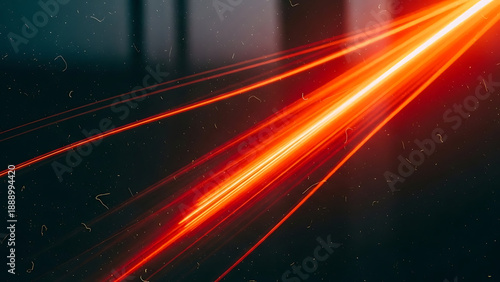 Futuristic red light streaks with motion and energy
