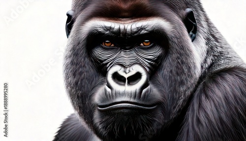 Wallpaper Mural Majestic Gorilla Portrait - A Close-Up of Strength and Wisdom. Torontodigital.ca