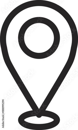 Minimal Location Pin Outline Icon, Map Marker Symbol