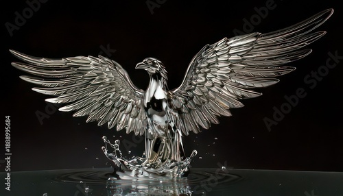 Wallpaper Mural Majestic Silver Eagle Sculpture with Wings Spread in Water. Torontodigital.ca