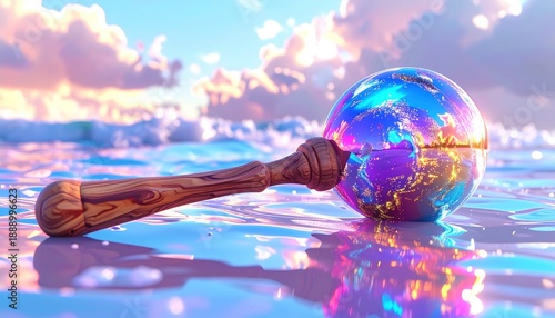 Wallpaper Mural Mystical Orb on a Dreamy Beach - A Surreal Seascape. Torontodigital.ca