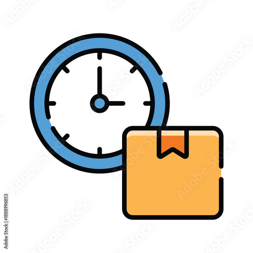 A modern flat outline icon representing delivery time management.