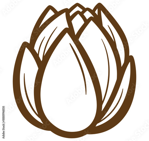 Brown simple artichoke illustration isolated on white background for culinary and design projects