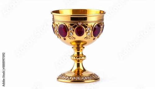 Wallpaper Mural Ornate Golden Chalice with Ruby Embellishments on White Background. Torontodigital.ca