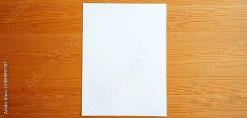 Wallpaper Mural A single sheet of white printer paper lies flat on a wooden surface,  pure,  wood Torontodigital.ca
