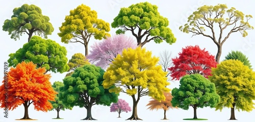 Wallpaper Mural A collection of diverse trees depicted as vectors, showcasing various styles and species,  evergreen,  variety Torontodigital.ca