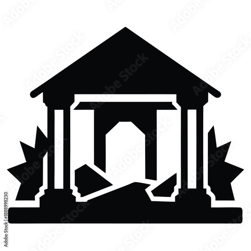 ruined interior vector icon on white background