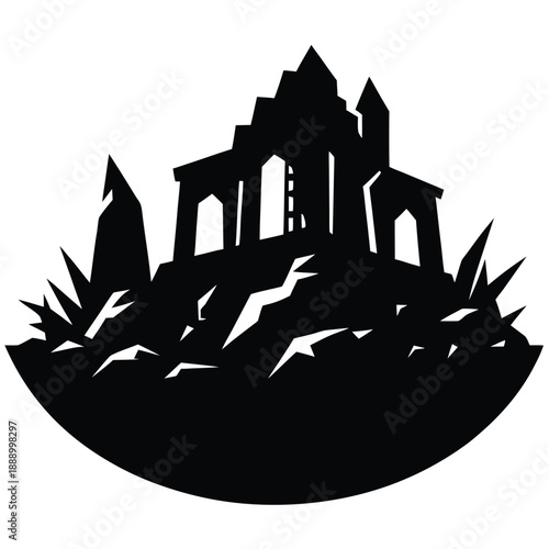 ruined landscape vector on white background