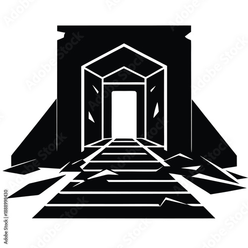 ruined hallway vector icon on white background