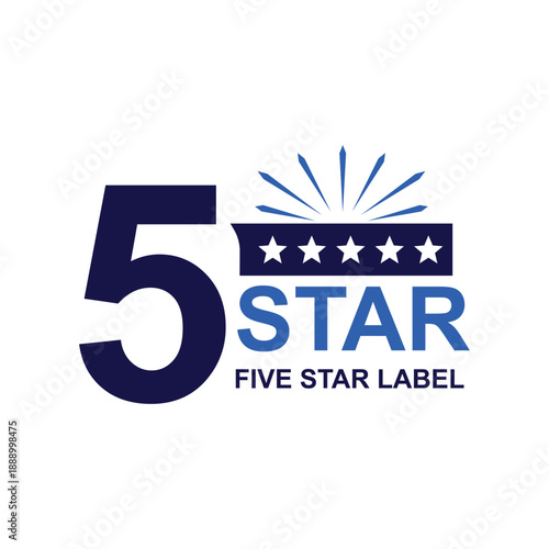 Five star label vector design for premium quality ranking and customer feedback