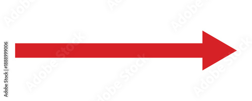 Red right pointing arrow icon isolated on white background bold minimalist triangle head directional sign for navigation web interface design element.