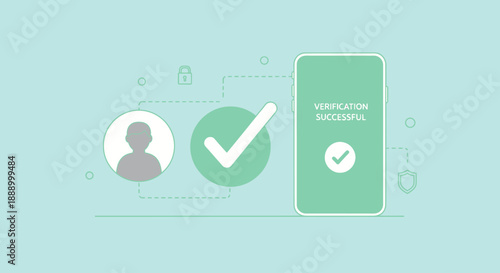 Successful verification process with secure user authentication on mobile device.