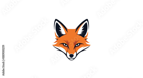Close-up illustration of a red fox's face with orange, white, and black fur against a plain white background.