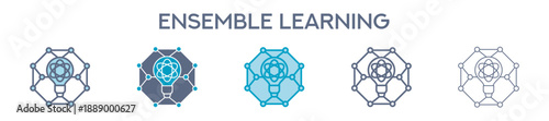 Ensemble Learning Element For Design Graphic - Multi Styles. Vector Illustration Of Two Colored And Black. Multiple Icons Designs Can Be Used For Mobile, Ui, Web 