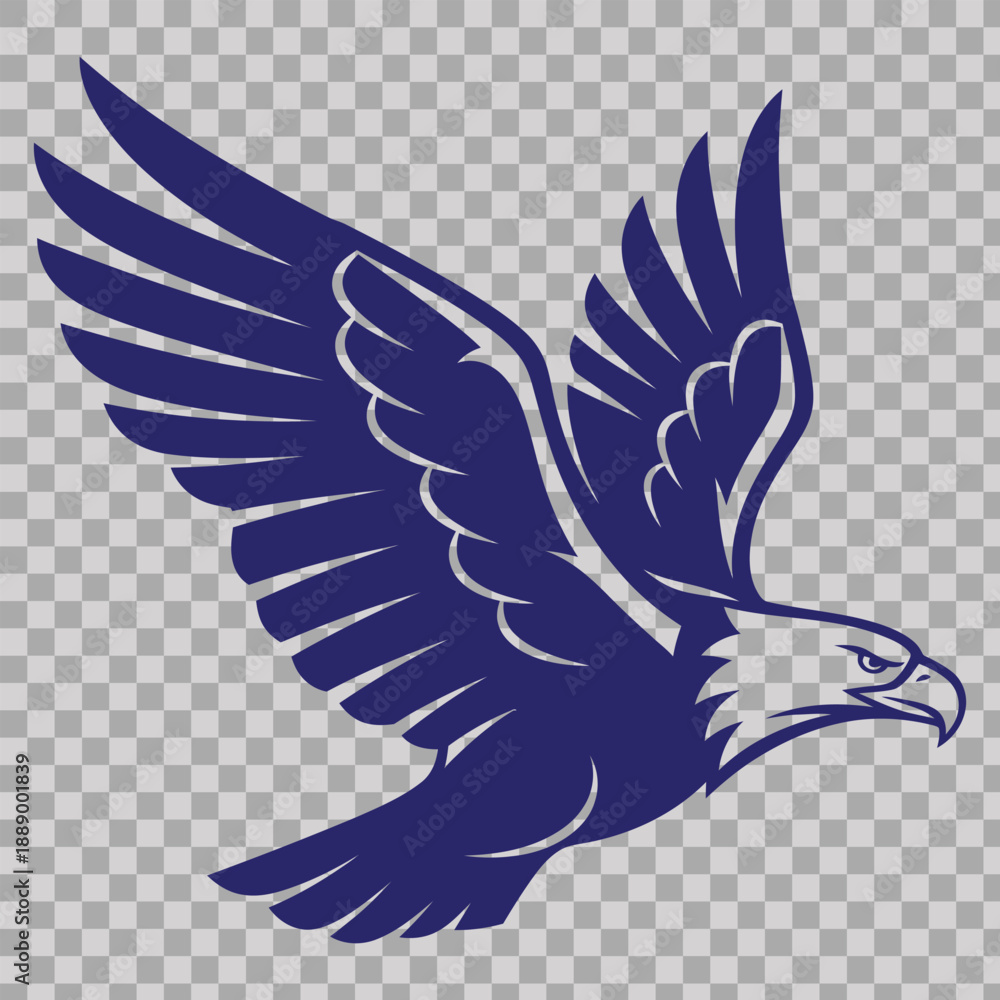 Naklejka premium A blue eagle in flight with wings spread wide