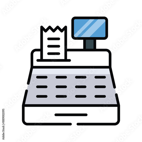 Carefully crafted amazing flat outline icon of cash register ecommerce checkout
