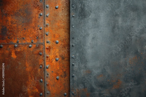 Rugged weathered metal background with orange rust