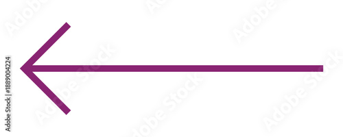 Purple minimalist left pointing arrow icon isolated on white background simple hand drawn style directional sign for navigation web interface and design.